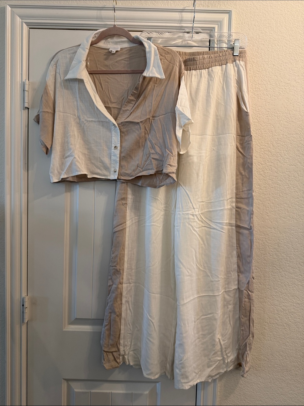 LE LIS Two-Tone Shirt & Pant Set, Sz L NWOT